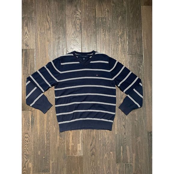 Tommy Hilfiger Striped V-Neck Pullover - Picture 1 of 4